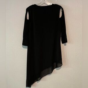 Lior Paris Black Asymmetrical Hem Keyhole Blouse